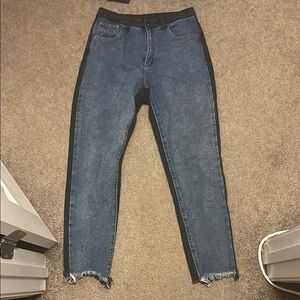 SHEIN Two-Tone Blue and Black Cropped Jeans